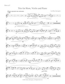 Partition cor (en F), Trio pour cor, violon et Piano, Harrington, Jeffrey Michael