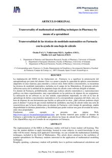 Transversality of mathematical modelling techniques in Pharmacy bymeans of a spreadsheet (Transversalidad de las técnicas de modelado matemático en Farmaciacon la ayuda de una hoja de cálculo)