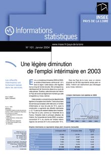Une légère diminution de l emploi intérimaire en 2003