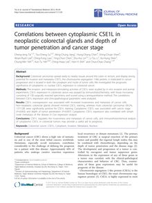 Correlations between cytoplasmic CSE1L in neoplastic colorectal glands and depth of tumor penetration and cancer stage