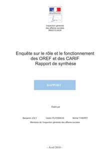 Enquête sur le rôle et le fonctionnement des OREF et des CARIF - Rapport de synthèse