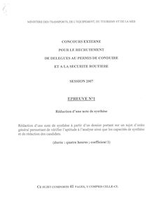Dissertation 2007 Concours Externe Délégué au Permis de Conduire et à la Sécurité Routière