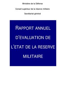 Rapport annuel d'évaluation de l'état de la réserve militaire en 2000