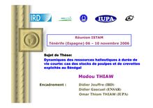 Projet thèse Meeting ISTAM Ténérife 6-10 novembre 2006