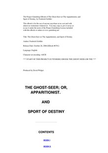 The Ghost-Seer; or the Apparitionist; and Sport of Destiny