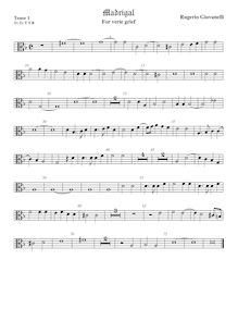Partition ténor viole de gambe 1, alto clef, pour verie grief, Giovannelli, Ruggiero