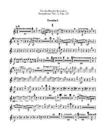 Partition trompette 1, 2 (en B♭, A), Symphony No.3, Rimsky-Korsakov, Nikolay