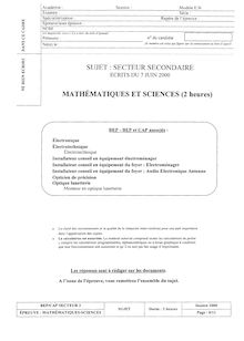 Mathématiques - Sciences physiques 2000 BEP - Optique - lunetterie