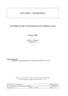 Btspodo elements de connaissances medicales 2004