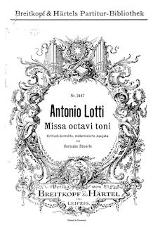 Partition compléte, Missa octavi toni, G major, Lotti, Antonio