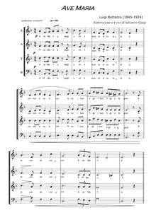 Partition SATB choral setting - partition complète, Ave Maria, Bottazzo, Luigi