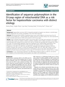 Identification of sequence polymorphism in the D-Loop region of mitochondrial DNA as a risk factor for hepatocellular carcinoma with distinct etiology