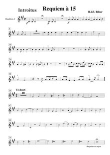 Partition hautbois 2, Requiem à 15, A major, Biber, Heinrich Ignaz Franz von