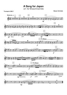 Partition trompette 2 en B♭, A Song pour Japan, Verhelst, Steven