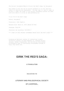 Eirik the Red s Saga