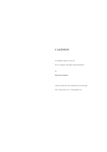Partition complète, Caedmon, Chamber Opera, Lambert, Edward