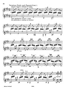 Partition Excerpt: Variations-Studie nach Paganini-Liszt, 1., Klavierübung en 5 Teilen