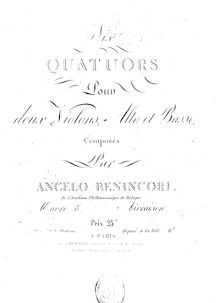Partition violon 1, 6 corde quatuors, Op.8, Six quatuors pour deux violons, alto et violoncelle par Angelo Maria Benincori