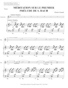 Partition Piano , partie, Ave Maria, Méditation sur le Premier Prélude de Piano de S. Bach (original title)