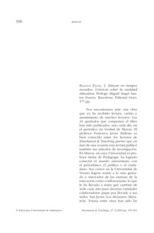 Ballesta Pagán, J. “Educar en tiempos revueltos. Crónicas sobre la realidad educativa”. Prólogo Miguel Ángel Santos Guerra. Barcelona: Editorial Graó, 177 pp.