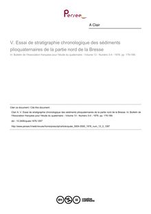 Essai de stratigraphie chronologique des sédiments plioquaternaires de la partie nord de la Bresse - article ; n°3 ; vol.13, pg 179-189
