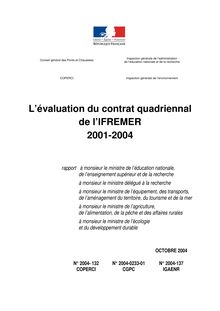 L évaluation du contrat quadriennal de l IFREMER 2001-2004