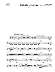Partition altos, Sinfonia Veneziana, D major, Salieri, Antonio