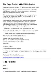 The World English Bible (WEB): Psalms