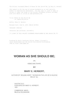 Woman As She Should Be - or, Agnes Wiltshire