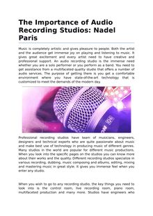 The Importance of Audio Recording Studios: Nadel Paris