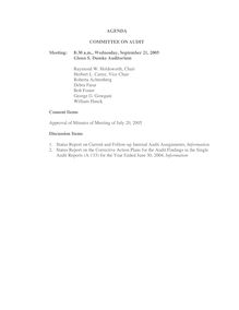 September 20-21, 2005 BOT Agenda, Committee on Audit
