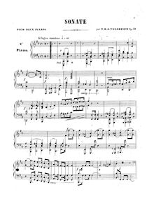 Partition Piano 2, Sonata pour Two Pianos, Op.41, Tellefsen, Thomas Dyke Acland