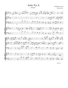 Partition complète,  No.8 pour 3 violes de gambe et orgue, Lawes, William