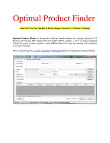Optimal Product Finder Tutorial