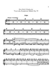 Partition harpe, pour Voyevoda, Воевода, A minor, Tchaikovsky, Pyotr