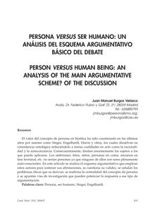 Persona Versus Ser Humano: Un Análisis del Esquema Argumentativo Básico del Debate (Person Versus Human Being: An Analysis of the Main Argumentative Scheme of the Discussion)