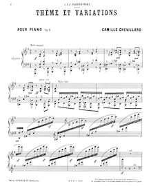 Partition complète, Thème et variations, Op. 5, G major, Chevillard, Camille