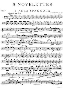 Partition violoncelle, Five Novelettes, Glazunov, Aleksandr