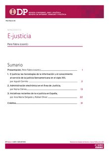 Monográfico "E-justícia" (Monograph "E-Justice")