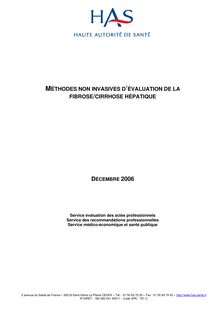 Méthodes non invasives d’évaluation de la fibrosecirrhose hépatique - Avis HAS tests non invasifs mesure fibrose cirrhose - décembre 2006