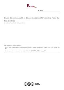 Étude de personnalité et de psychologie différentielle à l aide du test d arbres - article ; n°5 ; vol.8, pg 485-508