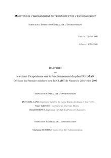Rapport sur le retour d expérience sur le fonctionnement du plan POLMAR : décision du Premier ministre lors du CIADT de Nantes le 28 février 2000