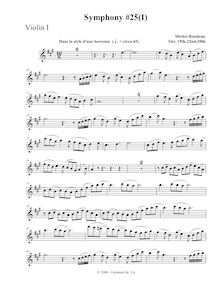 Partition violons I, Symphony No.25, A major, Rondeau, Michel par Michel Rondeau