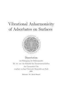 Vibrational anharmonicity of adsorbates on surfaces [Elektronische Ressource] / vorgelegt von Inga Ulusoy geb. Respondek