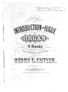 Partition complète, Introduction et Fugue en D major, Introduction and Fugue for the Organ for 4 Hands on a Theme by Saml. Webbe