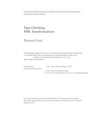 Type checking XML transformations [Elektronische Ressource] / Thomas Perst