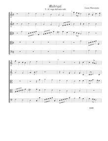 Partition , Al vago del mio sole - partition complète (Tr Tr T T B), madrigaux pour 5 voix