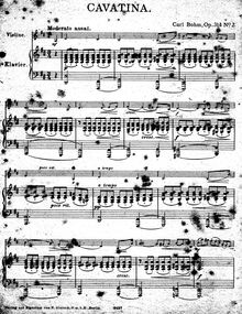 Partition No., Cavatina, 23 pièces pour violon et Piano, Bohm, Carl