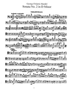 Partition de violoncelle, Concerto Grosso en D minor, HWV 316