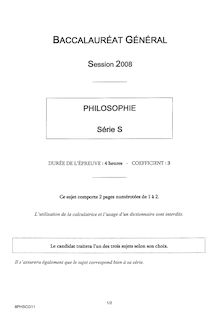 Sujet du bac S 2008: Philosophie